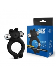 Черное силиконовое эрекционное виброкольцо Sex Expert - Sex Expert - в Стерлитамаке купить с доставкой