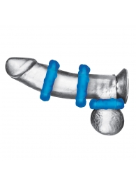 Комплект из трех голубых эрекционных колец 3-Pack Ribbed Rider Cock Ring Set - BlueLine - в Стерлитамаке купить с доставкой