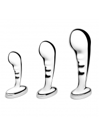 Набор из 3 стальных стимуляторов простаты Stainless Steel P-spot Training Set - b-Vibe - в Стерлитамаке купить с доставкой