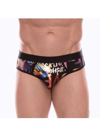 Черные трусы-джоки с разноцветным блестящим принтом - Don Moris купить с доставкой