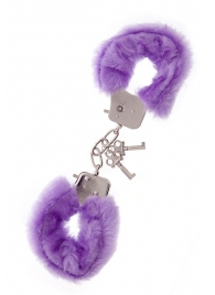 Фиолетовые меховые наручники METAL HANDCUFF WITH PLUSH LAVENDER - Dream Toys - купить с доставкой в Стерлитамаке