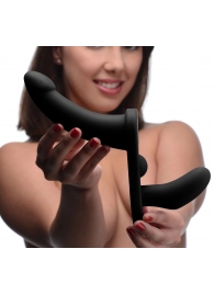 Черный вибрострапон Double Take 10X Double Penetration Vibrating Strap-on Harness - XR Brands - купить с доставкой в Стерлитамаке