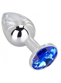 Анальное украшение BUTT PLUG  Small с синим кристаллом - 7 см. - Anal Jewelry Plug - купить с доставкой в Стерлитамаке