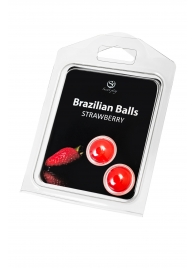 Набор из 2 шариков с массажным маслом Brazilian Balls с ароматом клубники - Secret Play - купить с доставкой в Стерлитамаке