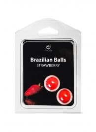 Набор из 2 шариков с массажным маслом Brazilian Balls с ароматом клубники - Secret Play - купить с доставкой в Стерлитамаке