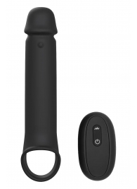 Черная насадка-удлинитель с вибрацией Vibrating Extender With Remote - Dream Toys - в Стерлитамаке купить с доставкой