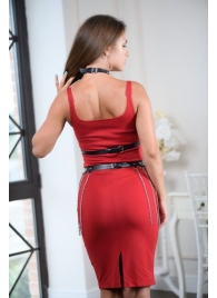 Черно-серебристая портупея-юбка plus size с цепочками - БДСМ Арсенал - купить с доставкой в Стерлитамаке