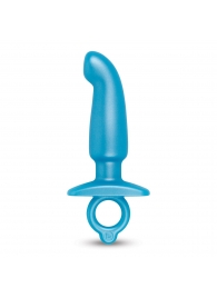 Голубая анальная пробка для массажа простаты Hither Silicone Prostate Plug - 14,3 см. - b-Vibe - в Стерлитамаке купить с доставкой