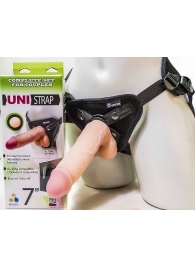 Страпон-унисекс с двумя насадками UNI strap 7  Harness - 19 и 16 см. - LOVETOY (А-Полимер) - купить с доставкой в Стерлитамаке