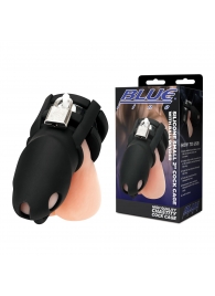 Черная клетка для пениса Silicone Small 2 in Cock Cage With Ball Divider - BlueLine - купить с доставкой в Стерлитамаке