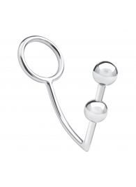 Кольцо на пенис с анальным стимулятором Two Bead Stainless Steel Anal Hook   Cock Ring - BlueLine - в Стерлитамаке купить с доставкой