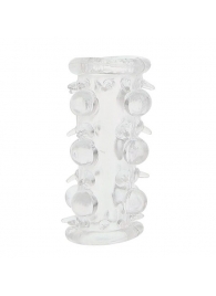 Прозрачная насадка на пенис с шипами и бугорками JELLY JOY LUST CLUSTER CLEAR - Dream Toys - в Стерлитамаке купить с доставкой