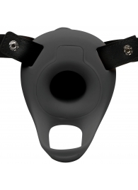 Черный полый страпон с вибрацией 2’’ Erection 28X Smooth Vibrating Silicone Penis Sheath - XR Brands - купить с доставкой в Стерлитамаке