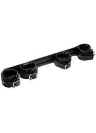 Черная распорка с манжетами для рук и ног Deluxe Rigid Spreader Bar - XR Brands - купить с доставкой в Стерлитамаке