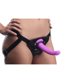 Лиловый поясной страпон Navigator Silicone G-Spot Dildo with Harness - 17,8 см. - XR Brands - купить с доставкой в Стерлитамаке