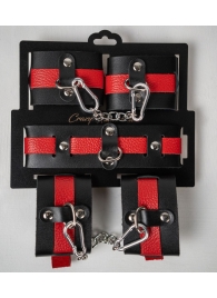 Черно-красный набор фиксаций: наручники, оковы и ошейник - Crazy Handmade - купить с доставкой в Стерлитамаке