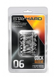 Прозрачная насадка с объёмными чёрточками STAY HARD COCK SLEEVE 06 CLEAR - Blush Novelties - в Стерлитамаке купить с доставкой