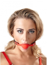 Силиконовый кляп-шар на чёрных ремешках Red Gag silicone - Orion - купить с доставкой в Стерлитамаке