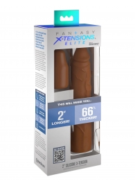 Коричневая насадка на член 2  Silicone X-tension - 20,3 см. - Pipedream - в Стерлитамаке купить с доставкой
