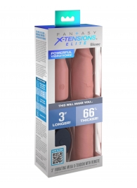 Телесная вибронасадка на член 3  Vibrating Mega X-tension with Remote - 22,9 см. - Pipedream - в Стерлитамаке купить с доставкой