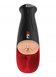 Телесный мастурбатор-вагина в черной колбе с вибрацией Fuck-O-Matic Pro XL - Pipedream - в Стерлитамаке купить с доставкой