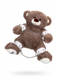 Бондажный набор: бурый мишка с белыми оковами и наручниками - Pecado - купить с доставкой в Стерлитамаке