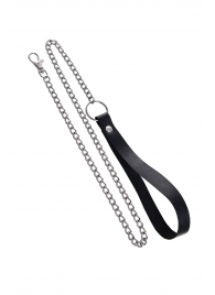 Поводок с ручкой из черной натуральной кожи и карабином для ошейника - Pecado - купить с доставкой в Стерлитамаке