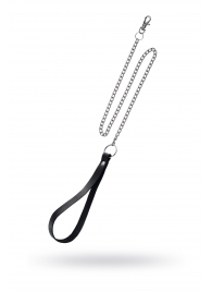 Поводок с ручкой из черной натуральной кожи и карабином для ошейника - Pecado - купить с доставкой в Стерлитамаке