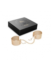 Дизайнерские золотистые наручники Desir Metallique Handcuffs Bijoux - Bijoux Indiscrets - купить с доставкой в Стерлитамаке