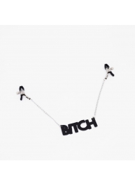Зажимы на соски с кожаной подвеской Bitch - Crazy Handmade - купить с доставкой в Стерлитамаке