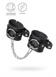 Черные наручники из толстой натуральной кожи с люверсами - Pecado - купить с доставкой в Стерлитамаке