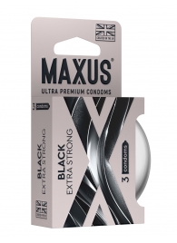 Черные утолщенные презервативы MAXUS Extra Strong с железным кейсом - 3 шт. - Maxus - купить с доставкой в Стерлитамаке