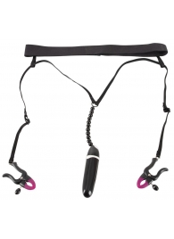 Женские вибростринги с зажимами для половых губ Spreader String with Vibrator - Orion - купить с доставкой в Стерлитамаке