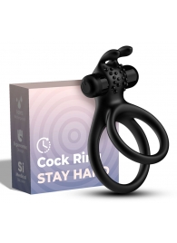 Черное эрекционное виброкольцо с подхватом мошонки Stay Hard - Boys of Toys - в Стерлитамаке купить с доставкой