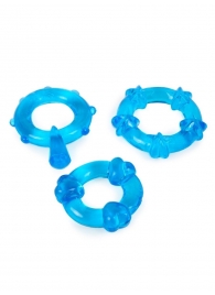 Набор из 3 синих эрекционных колец с различным рельефом - Erowoman-Eroman - в Стерлитамаке купить с доставкой
