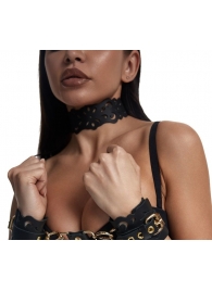 Черный ажурный чокер с золотистой фурнитурой - Crazy Handmade - купить с доставкой в Стерлитамаке