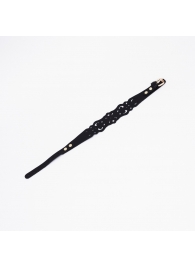 Черный ажурный чокер с золотистой фурнитурой - Crazy Handmade - купить с доставкой в Стерлитамаке