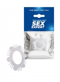 Эластичное эрекционное кольцо с шипиками и шариками - Sex Expert - в Стерлитамаке купить с доставкой