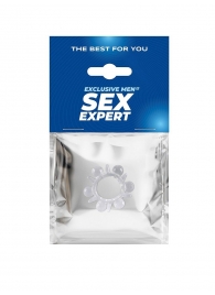 Прозрачное эрекционное кольцо с шариками и шипами - Sex Expert - в Стерлитамаке купить с доставкой