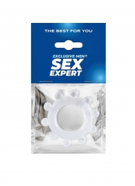 Прозрачное эрекционное кольцо со стимулирующими шариками - Sex Expert - в Стерлитамаке купить с доставкой