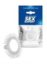 Эластичное эрекционное кольцо с шипиками и шариком - Sex Expert - в Стерлитамаке купить с доставкой