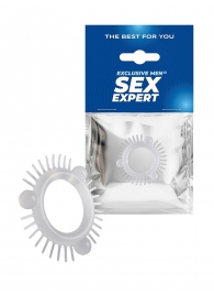 Эластичное эрекционное кольцо с 3 шариками и шипами - Sex Expert - в Стерлитамаке купить с доставкой