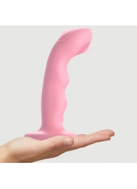 Розовая насадка-стимулятор Strap-On-Me Tapping Dildo Wave - Strap-on-me - купить с доставкой в Стерлитамаке