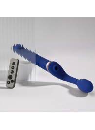 Синий безремневой страпон Multi Orgasm Bendable Strap-On size L с клиторальной стимуляцией - Strap-on-me - купить с доставкой в Стерлитамаке