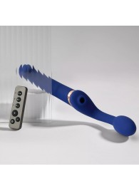 Синий безремневой страпон Multi Orgasm Bendable Strap-On size XL с клиторальной стимуляцией - Strap-on-me - купить с доставкой в Стерлитамаке