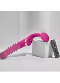 Ярко-розовый безремневой страпон Multi Orgasm Bendable Strap-On size L с клиторальной стимуляцией - Strap-on-me - купить с доставкой в Стерлитамаке