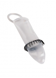 Закрытая насадка на пенис с подхватом мошонки и стимулирующими «ресничками» - Sextaz - в Стерлитамаке купить с доставкой