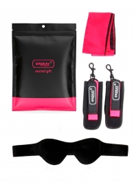 Черно-розовый эротический набор: маска, наручники и повязка - Erokay - купить с доставкой в Стерлитамаке