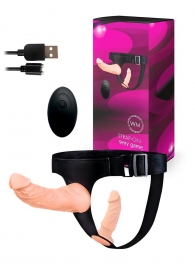 Женский страпон с 2 насадками, вибрацией и пультом ДУ - Erowoman-Eroman - купить с доставкой в Стерлитамаке