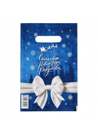 Сине-белый подарочный новогодний пакет с вырубной ручкой (20х30 см) - Сима-Ленд - купить с доставкой в Стерлитамаке